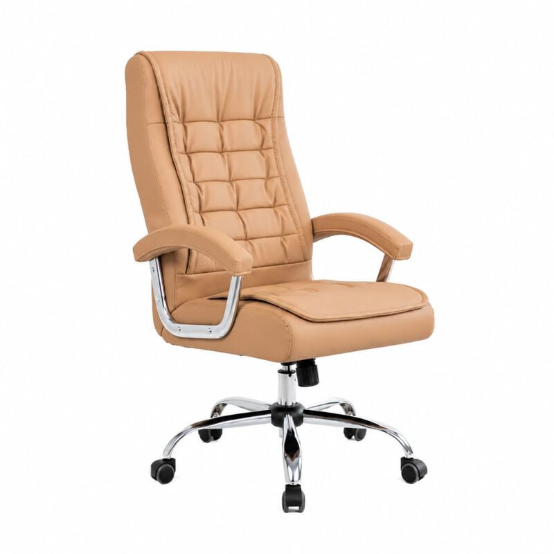 GOODSILO High Back Executive PU Leather Office Chair Ergonomic Swivel Desk Chair with Spring Seat, Chrome Arms, 350lbs Capacity for Home Office image number 0