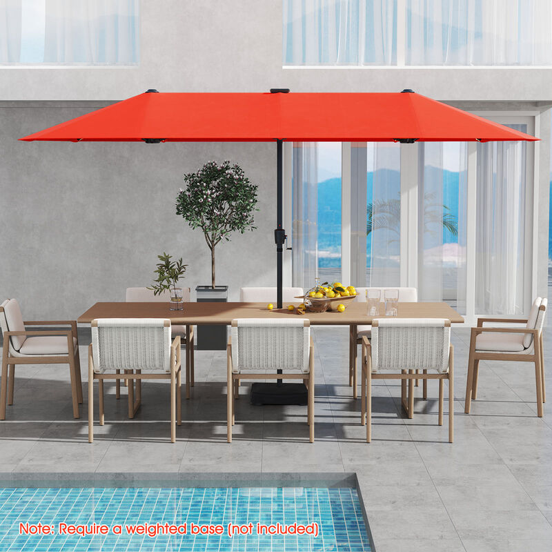 Large Patio Umbrella with LED Solar Lights and Crank Handle