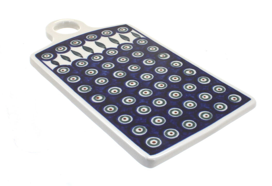 Blue Rose Polish Pottery Flowering Peacock Cutting Board