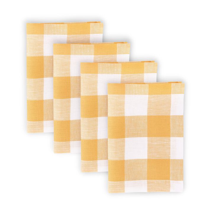 Linen Dinner Napkins - Buffalo Check