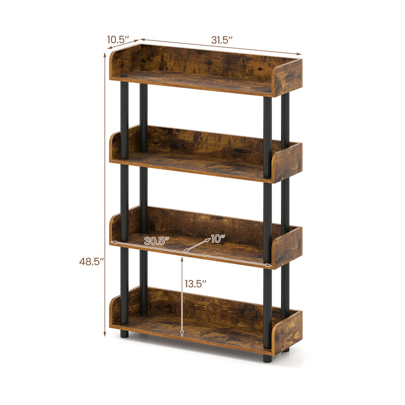 Industrial 4 Tier Bookcase with Anti-Tipping Kit, Open Storage Shelf image number 2