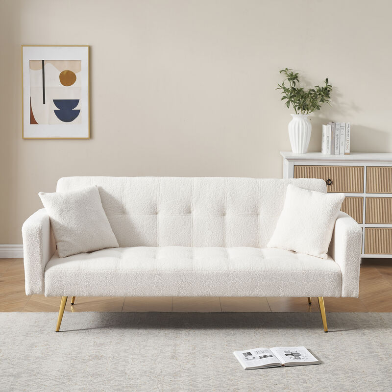 Merax 3 Seater Leather Feel Convertible Sofa Bed Futons image number 2