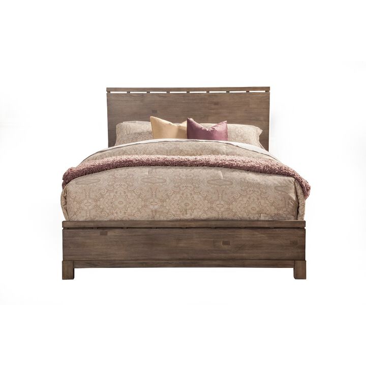 California King Size Panel Bed In Mahogany Wood,  Brown-Benzara