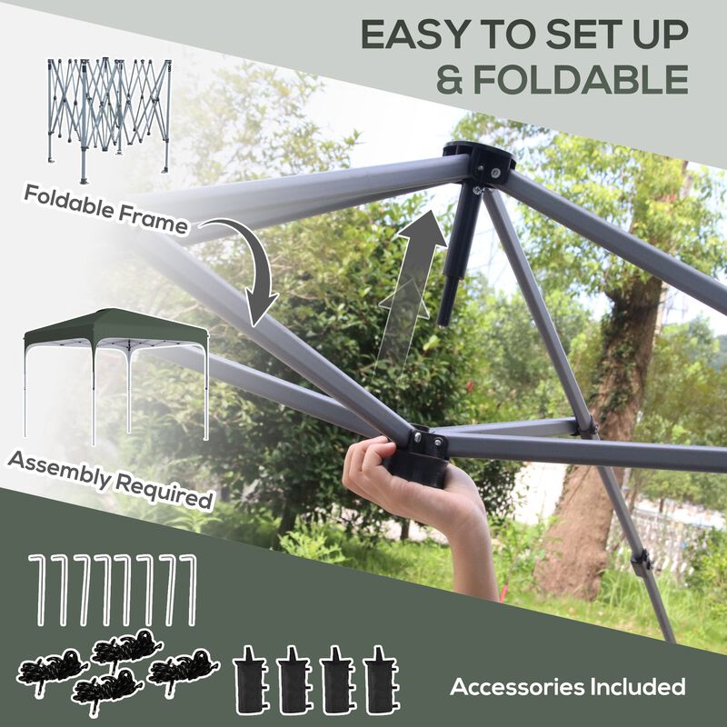 10' x 10' Pop Up Canopy with Adjustable Height, Foldable Gazebo Tent with Carry Bag, Wheels and 4 Leg Weight Bags for Outdoor, Dark Grey