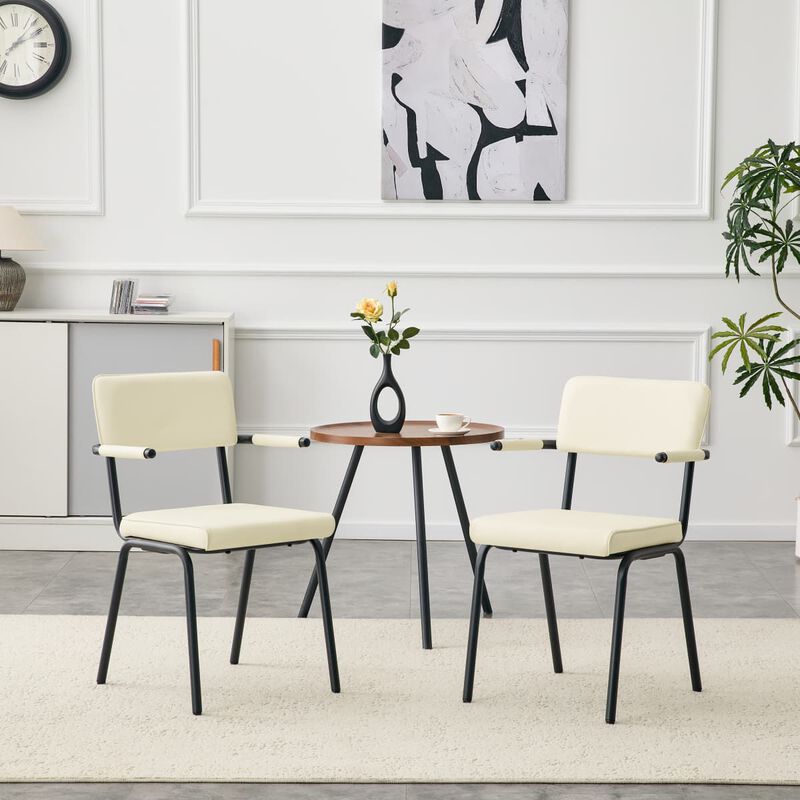 Set of 2 Velvet Dining Chairs Hangable Armrest Dining Chairs for Easy Floor Cleaning Square Open Back Dining Chairs with Metal Legs image number 1