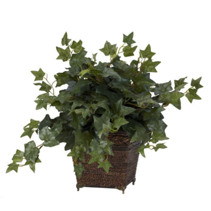 HomPlanti Puff Ivy w/Coiled Rope Planter Silk Plant