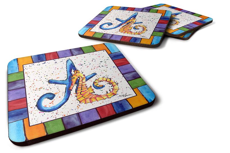 Caroline's Treasures 8424-AFC Beach and Seafood Foam Coasters (Set of 4), 3.5 H x 3.5 W, Multicolor