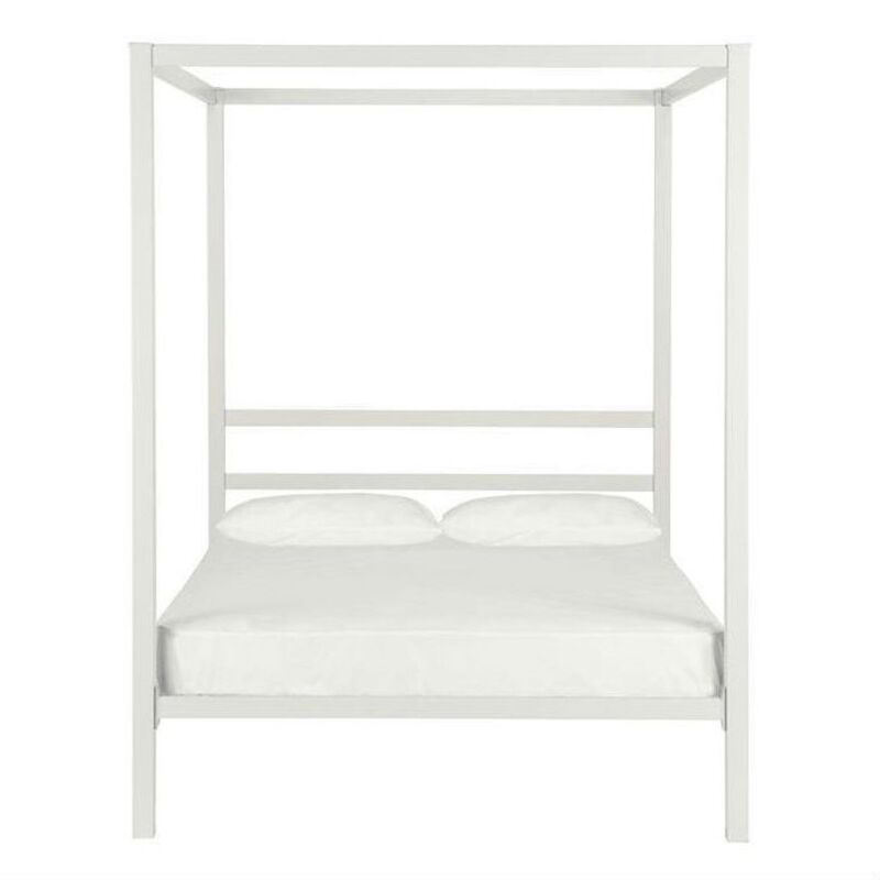 QuikFurn Full size Modern White Metal Canopy Bed Frame
