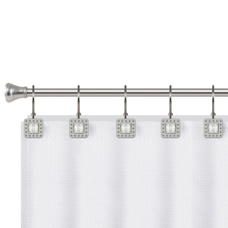 Utopia Alley Rust-Resistant Metal Double Shower Curtain Hooks with Large Center Crystal, Shower Hooks Hangers for Bathroom, Kitchen Utensils, Curtains, Clothing, Towels etc - Set of 12 image number 5