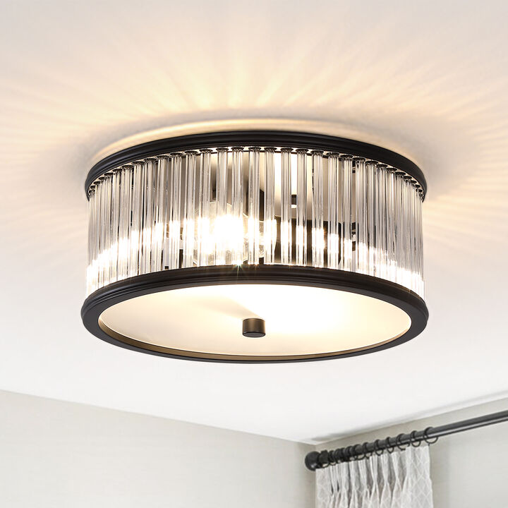 Modern 2-Light Flush Mount Ceiling Light with Clear Glass