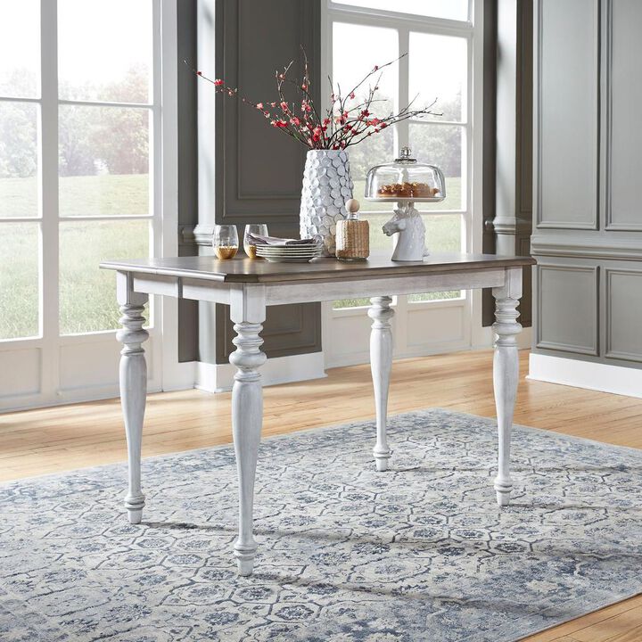 Liberty Furniture Ocean Isle Gathering Table in Antique White w/ Weathered Pine