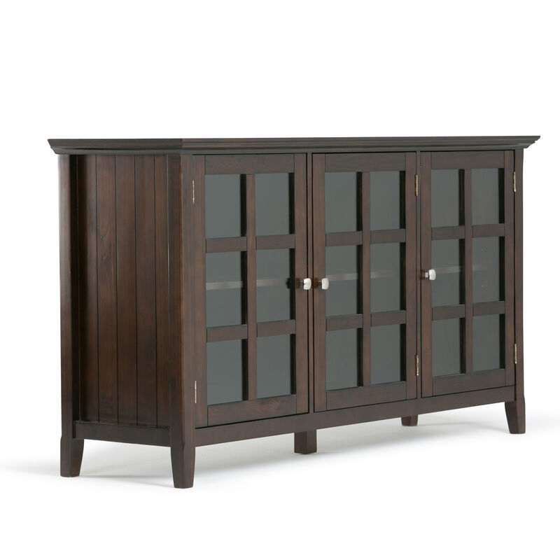 Acadian SOLID WOOD 62 inch Wide Transitional Wide Storage Cabinet in Brunette Brown