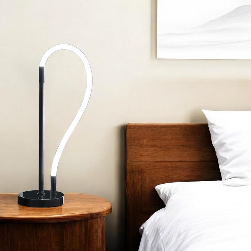 Hivvago 21" Silver Bedside Led Table Lamp