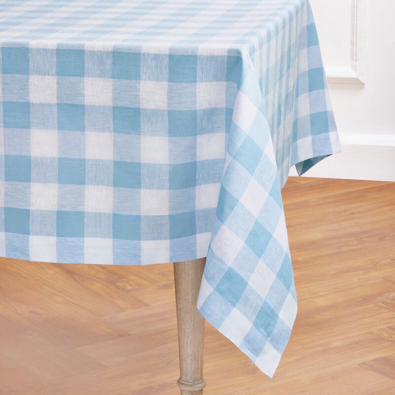 Solino Home Buffalo Check 100% Linen Tablecloth &ndash; Handcrafted, Machine Washable, Perfect for Holiday and Everyday Dining