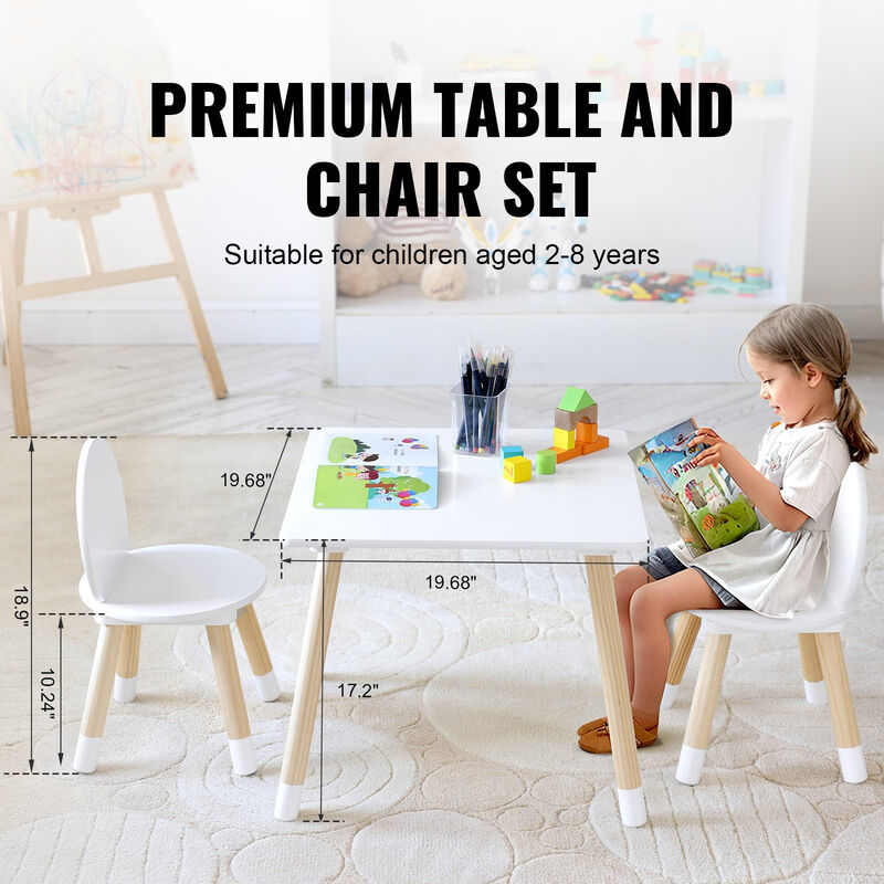 Toddler Table and Chair Set with 1 Table and 2 Chairs for Multi-Activity Use