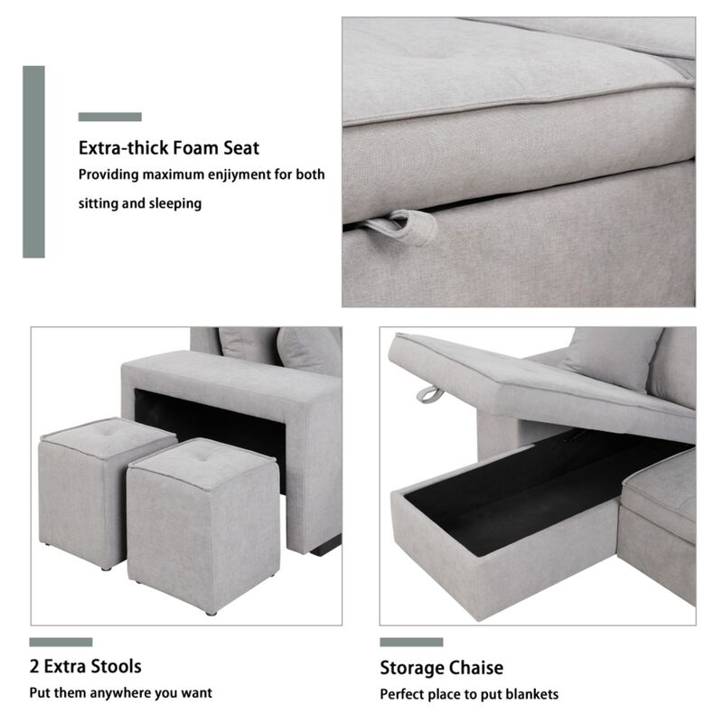 Torwuf Reversible Sleeper Sectional Sofa image number 7