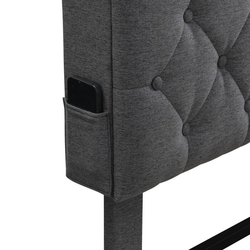 Merax Bed Frame with Storage Headboard & Built-In Charging