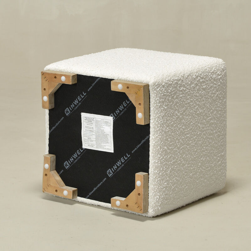 KINWELL 18.5" W Square Boucle Upholstered Ottoman Entryway Footstool image number 9