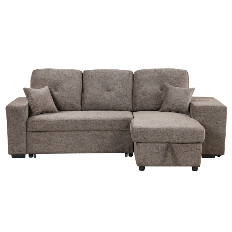 Streamdale Knox Charcoal Sectional Sofa Bed with Storage Chaise
