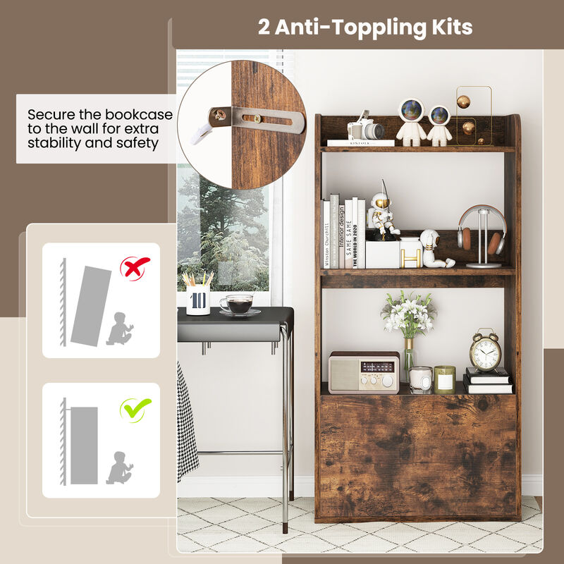 Freestanding 3-Tier Bookcase with Open Shelving for Living Room or Study