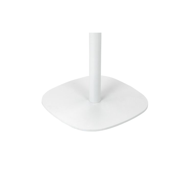 Liki 28 Inch Bistro Dining Table, Round Top and Base, Modern White Metal