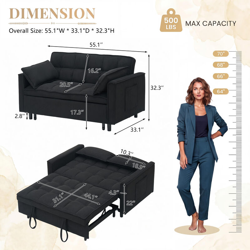 Fanrod Loveseat with Pull Out Bed Sleeper Sofa image number 4