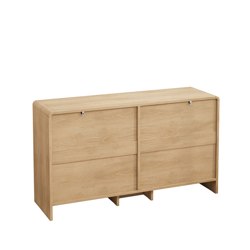 TATEUS 51.18'' Arc Shaped Corner Rattan Cabinet image number 3