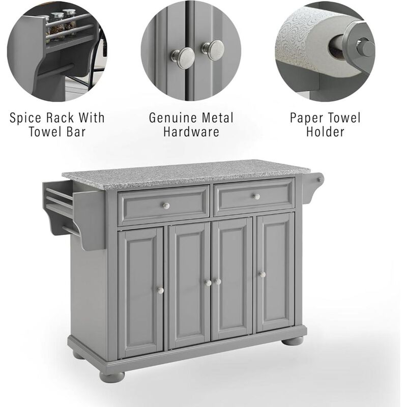 Alexandria Granite Top Full Size Kitchen Island/Cart