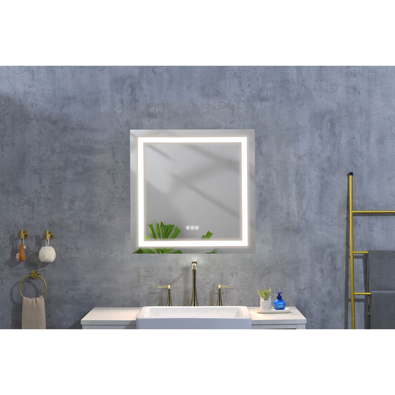 LED Bathroom Mirror with Frontlit and Backlit Wall-Mounted Vanity Mirror with Smart Touch Button for Custom Lighting