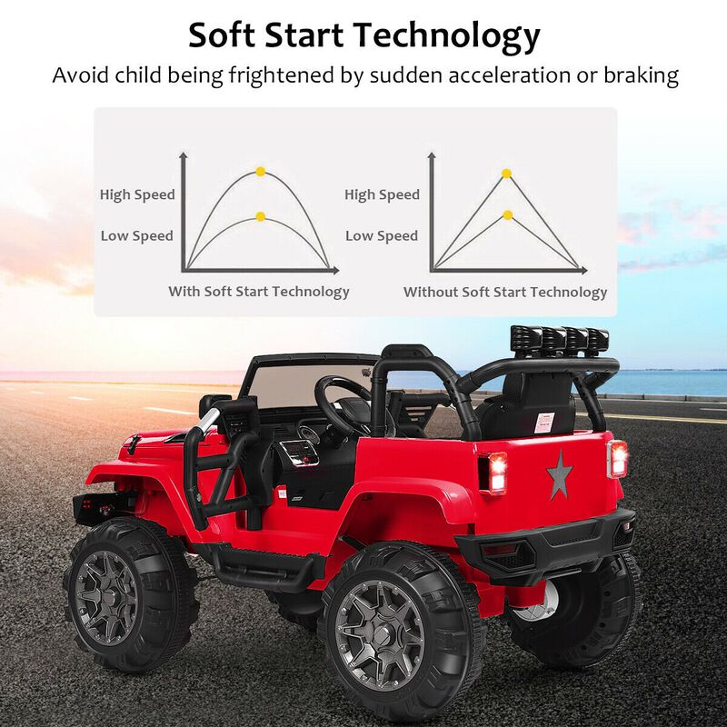 12V Kids Electric Ride-On Truck with Parental Remote and LED Headlights image number 3