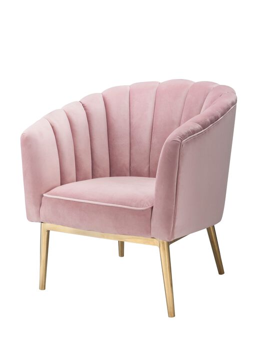 Colla Accent Chair in Blush Pink Velvet & Gold