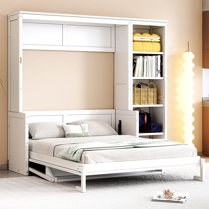 Merax  Murphy Bed with Desk & Bookshelf