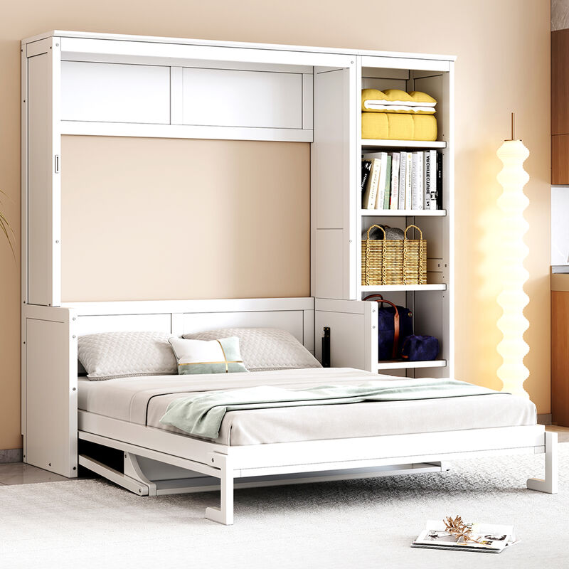 Merax  Murphy Bed with Desk & Bookshelf