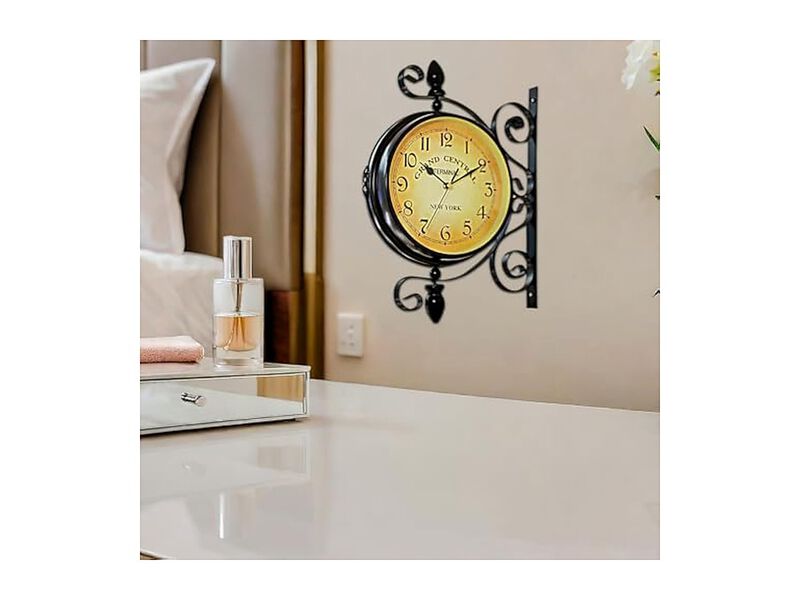 Vintage Double Sided Rotating Two Wall Clock 13 Inch Silent Non Ticking image number 3