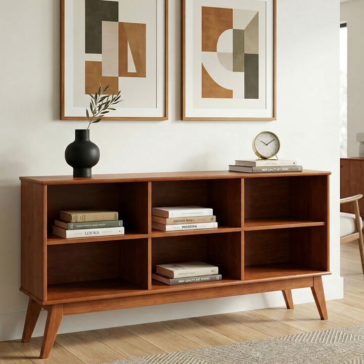 Simpli Home Draper Low 6 Shelf Bookcase
