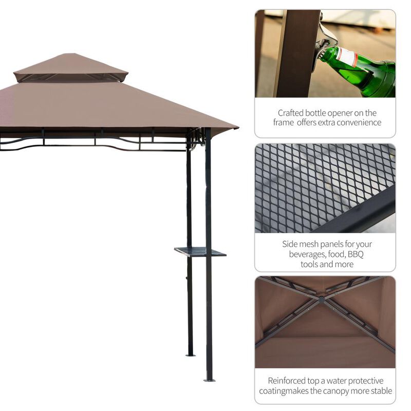 Hivvago 8' x 5' Grill Canopy Gazebo with Shelves for Patio & Garden image number 6