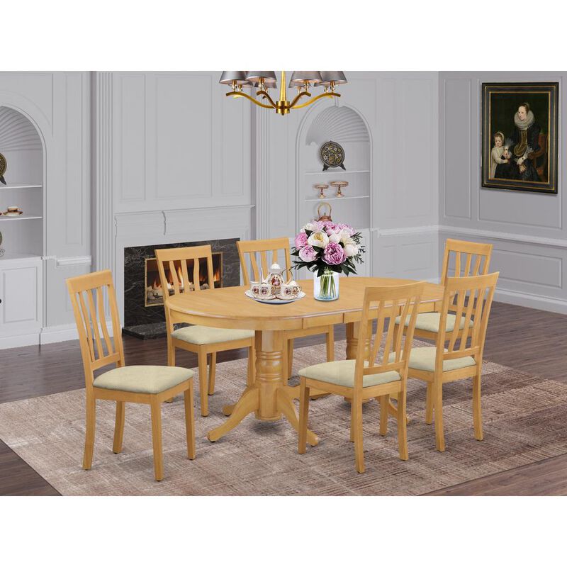 East West Furniture VAAN7-OAK-C 7 PcTable set - Kitchen Table and 6 Kitchen Chairs