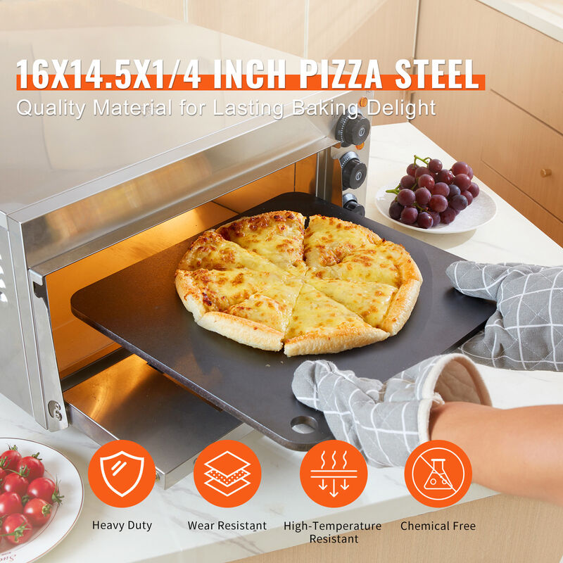 VEVOR Pizza Steel 16"x14.5"x1/4" Pre-Seasoned Carbon Steel Pizza Baking Stone