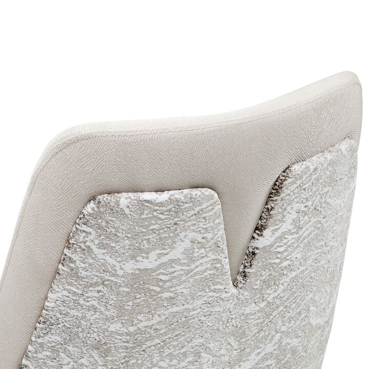 Michael Amini Carmela Dining Arm Chair - Shimmer Ivory Set of 2
