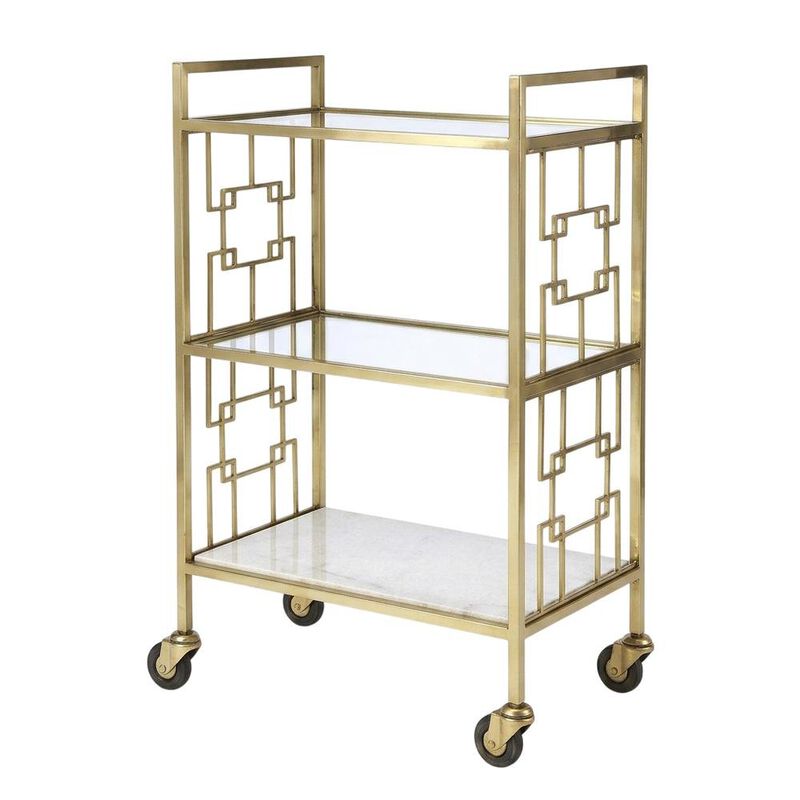 Starlight Canyon Home Modern Bar Cart with Distressed Finish, Contemporary Serving Cart for Home Bar image number 4