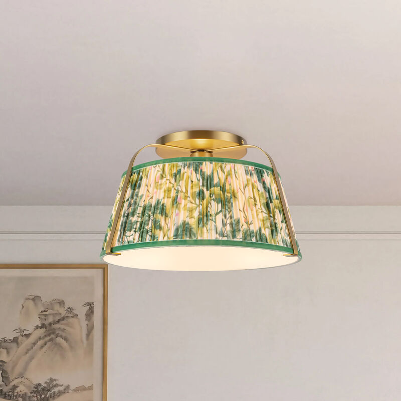 Scout 13 in Semi Flush Mount with Patterned Pleated Shade image number 5