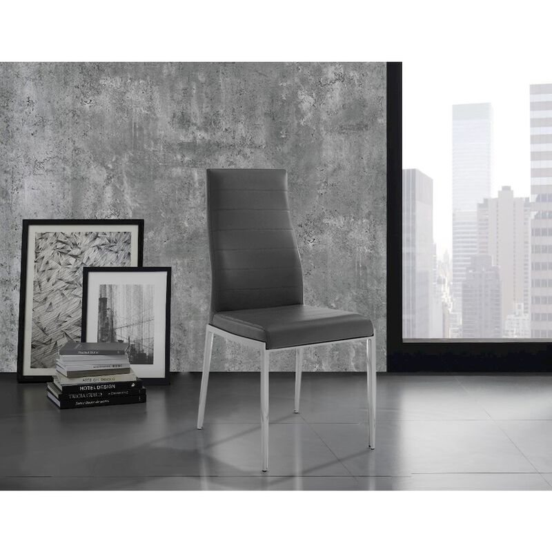 Casabianca Home Firenze Set Of 2 Dining Chair In Gray Pu Leather