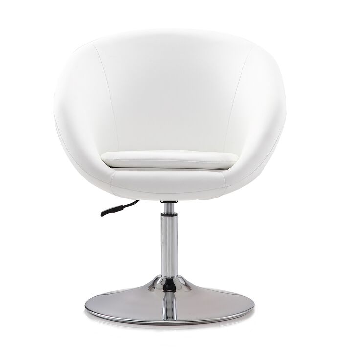 Hopper White Swivel Accent Chair