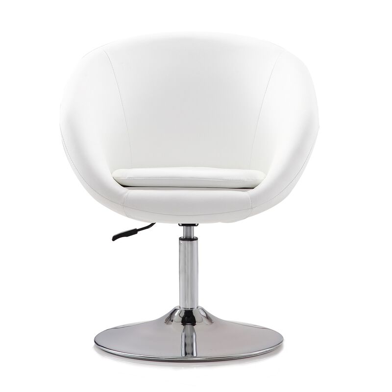 Hopper White Swivel Accent Chair