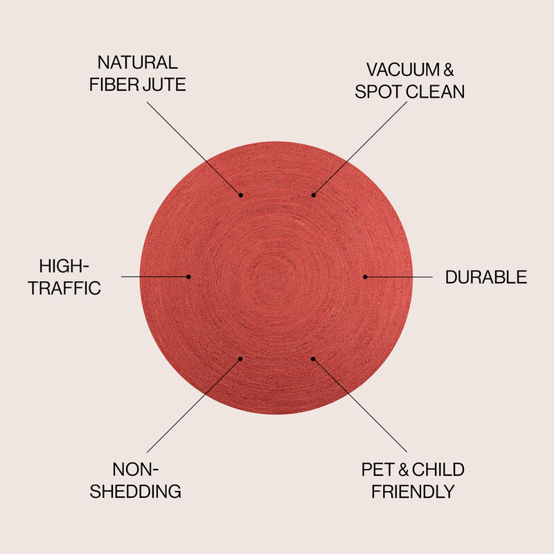 Zara Braided Coastal Cottage Round Jute Round Area Rug