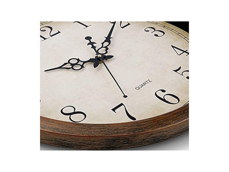 Vintage Brown Dining Wall Clock 16 Inch Silent Non Ticking Easy Read image number 2
