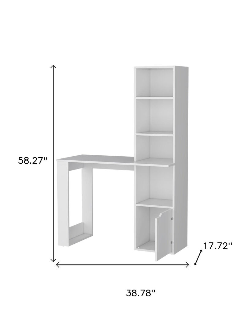 HomeRoots 39" White Wood Pedestal Computer Desk image number 3