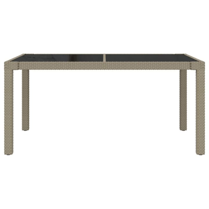 vidaXL Patio Table 59.1"x35.4"x29.5" Tempered Glass and Poly Rattan Beige