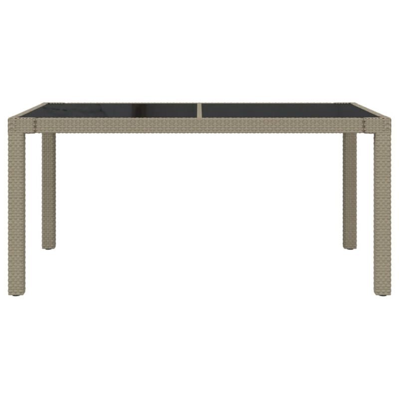 vidaXL Patio Table 59.1"x35.4"x29.5" Tempered Glass and Poly Rattan Beige