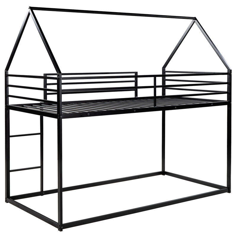 Whisen Twin over Twin House Bunk Bed with Built-in Ladder
